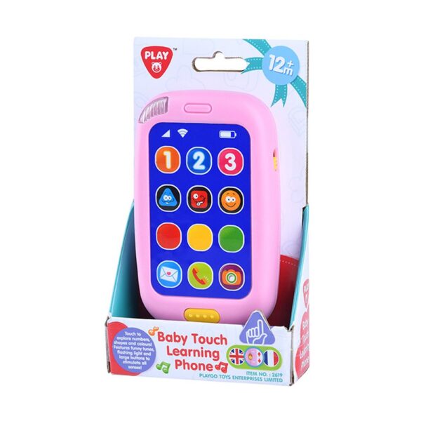 Playgotoys มือถือเด็กสอน 2 ภาษา (EN+FR) ชมพู ของเล่นเสริมพัฒนาการ (PG-2619)